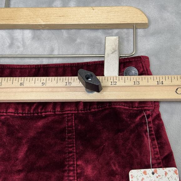 Free People Skirt Womens 26 Red Velvet High Waist Mini OB824567 New - Picture 8 of 11